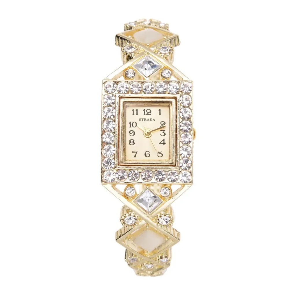 🩷 Strada White Austrian Crystal Japanese Movement Bangle Bracelet 🩷 - Picture 5 of 7